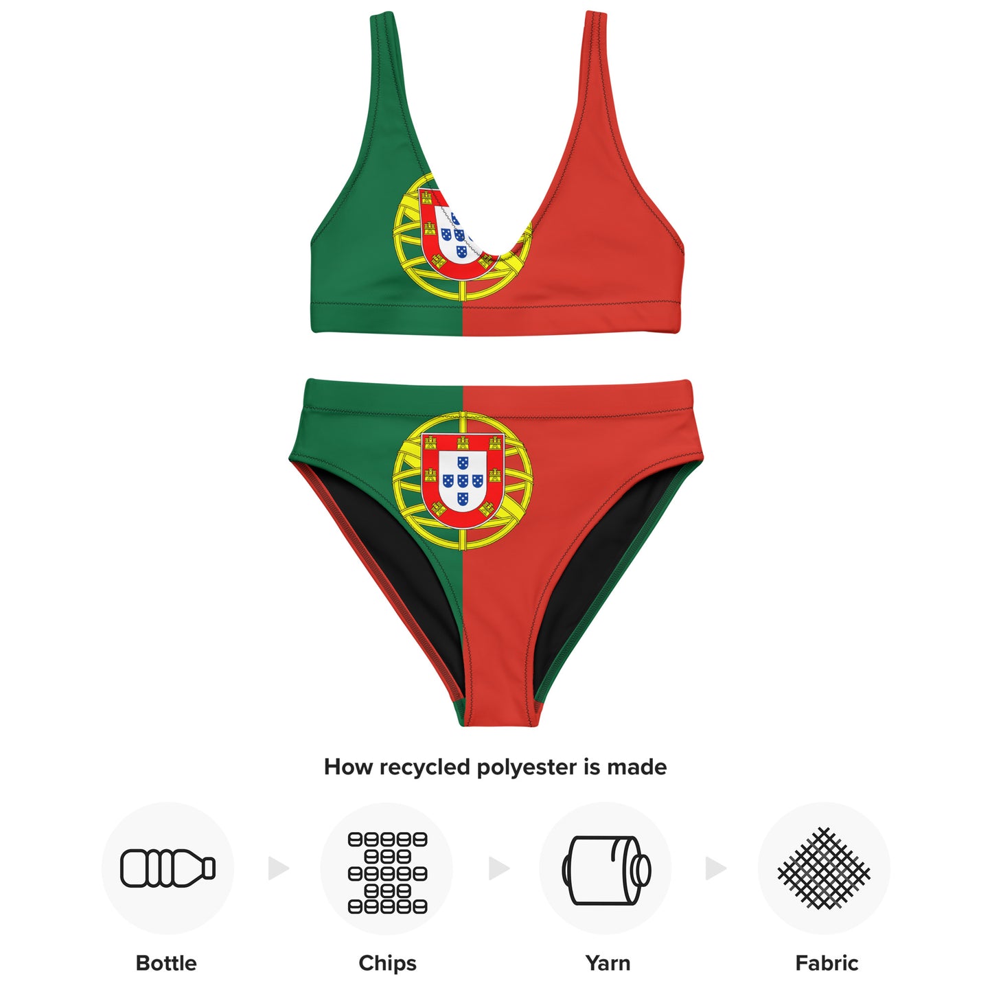 Portugal Flag - Bandeira de Portugal Recycled High-Waisted Bikini
