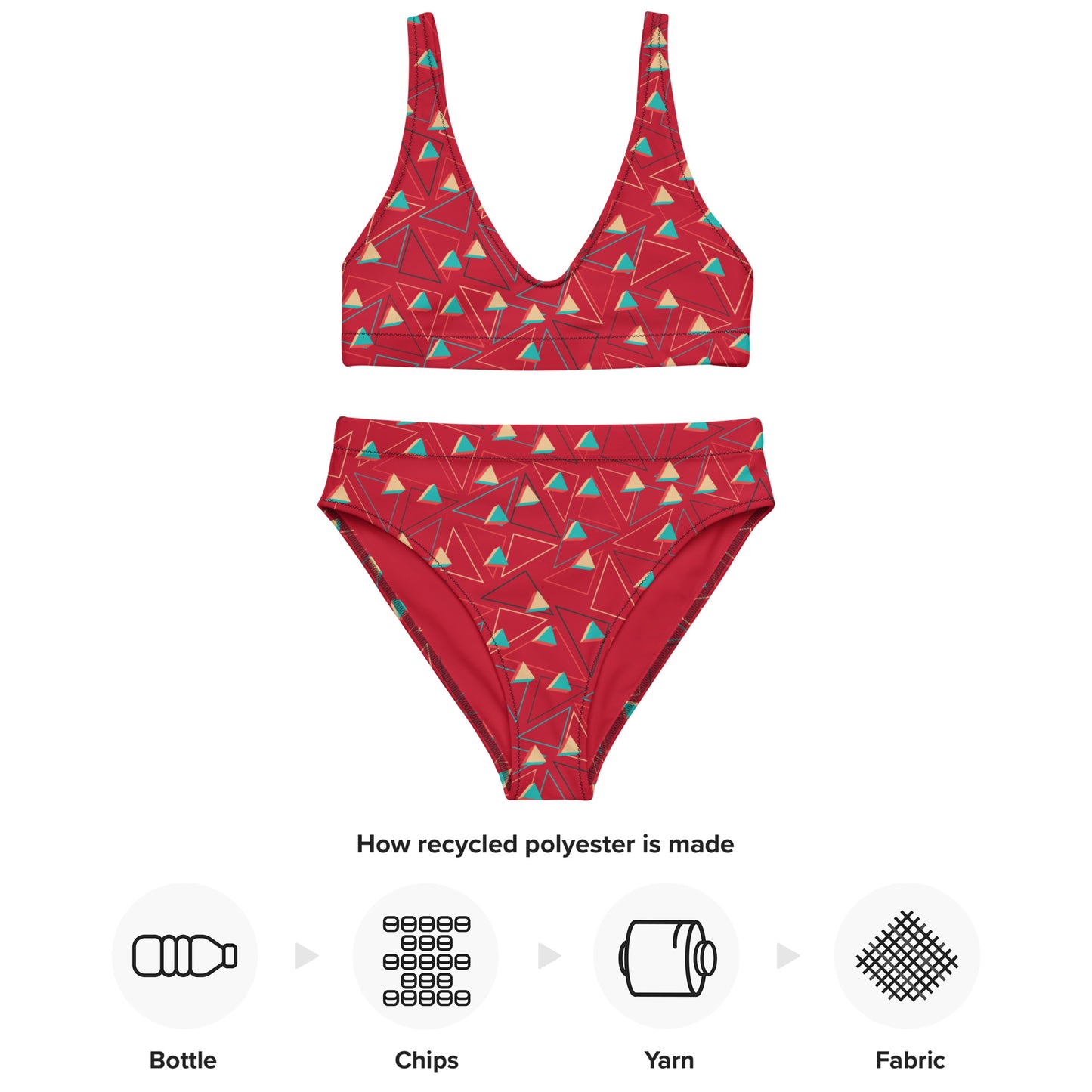 Triangular Candied Recycled High-Waisted Bikini - Multiple Colors