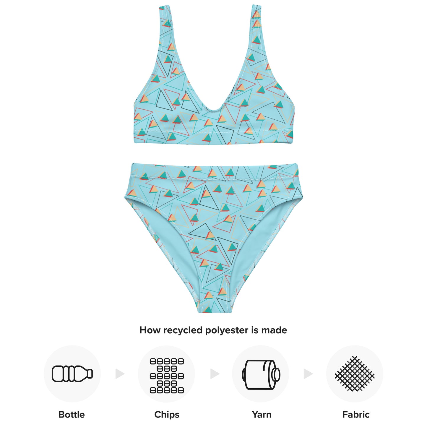 Triangular Candied Recycled High-Waisted Bikini - Multiple Colors
