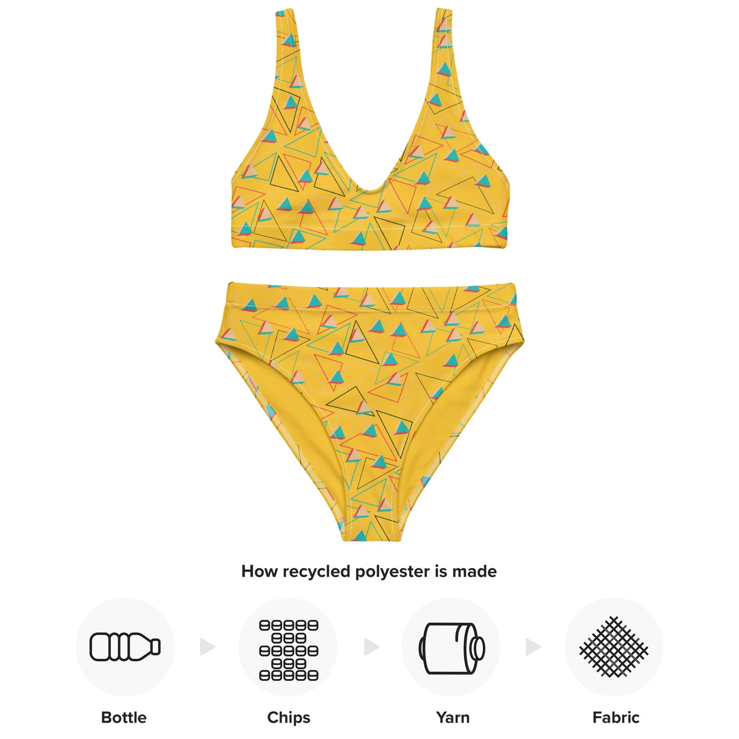 Triangular Candied Recycled High-Waisted Bikini - Multiple Colors
