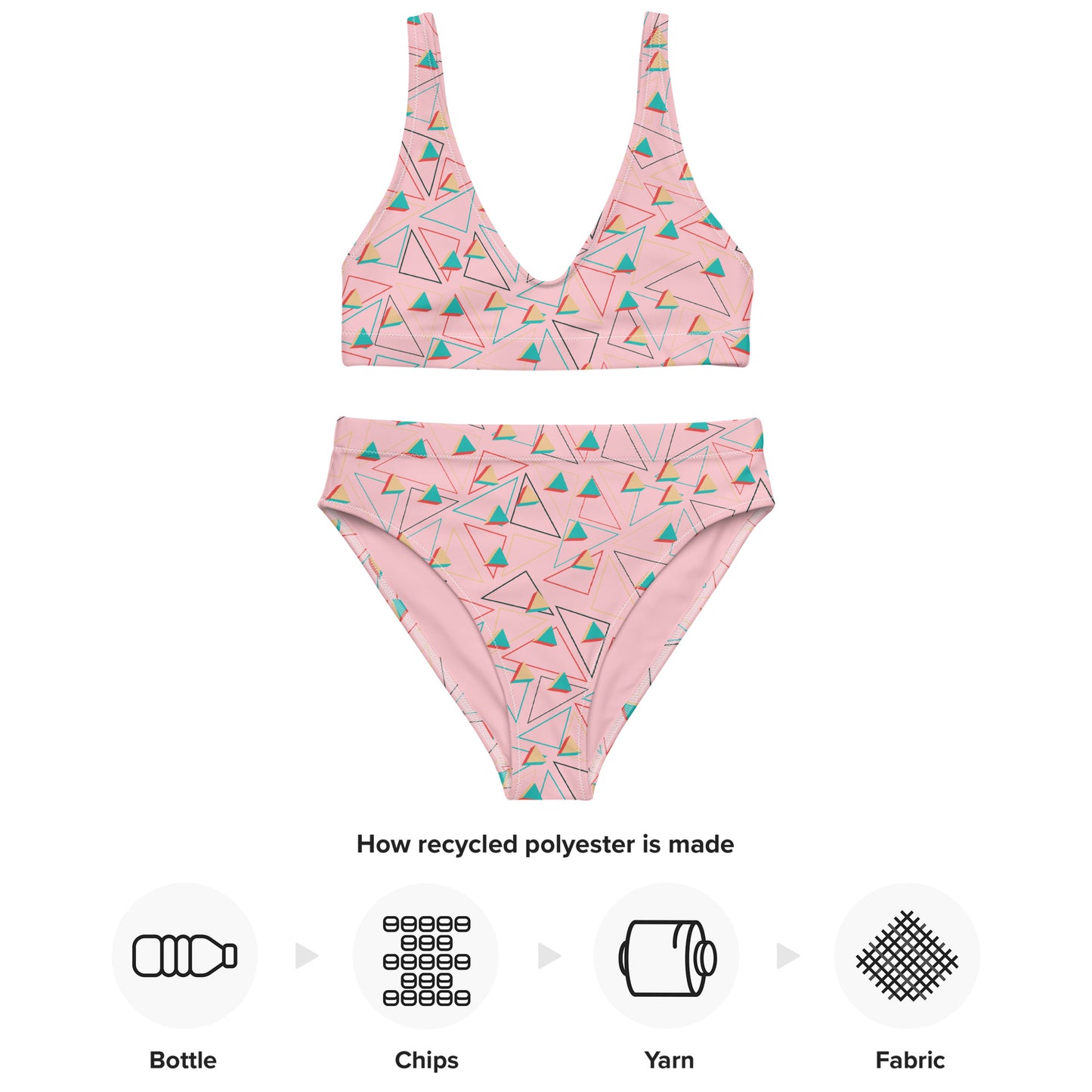 Triangular Candied Recycled High-Waisted Bikini - Multiple Colors