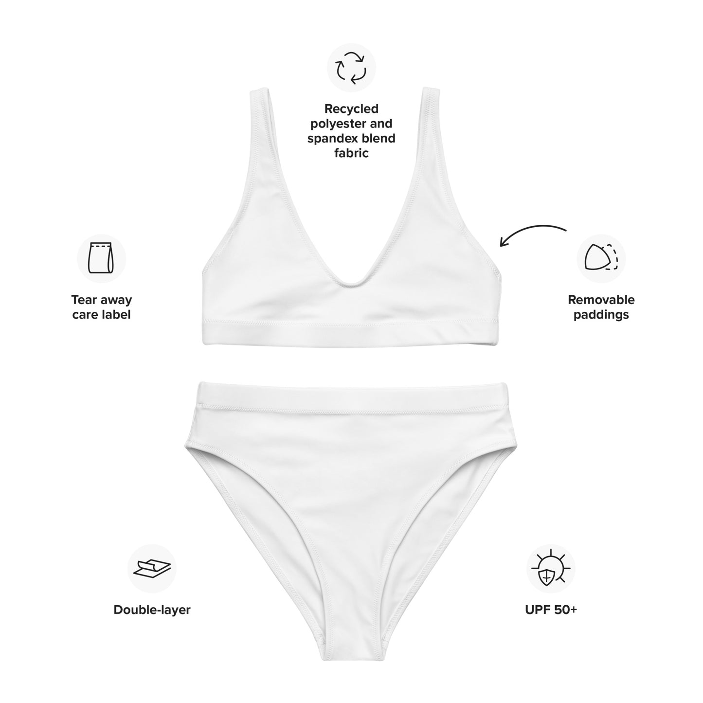 White Recycled High-Waisted Bikini