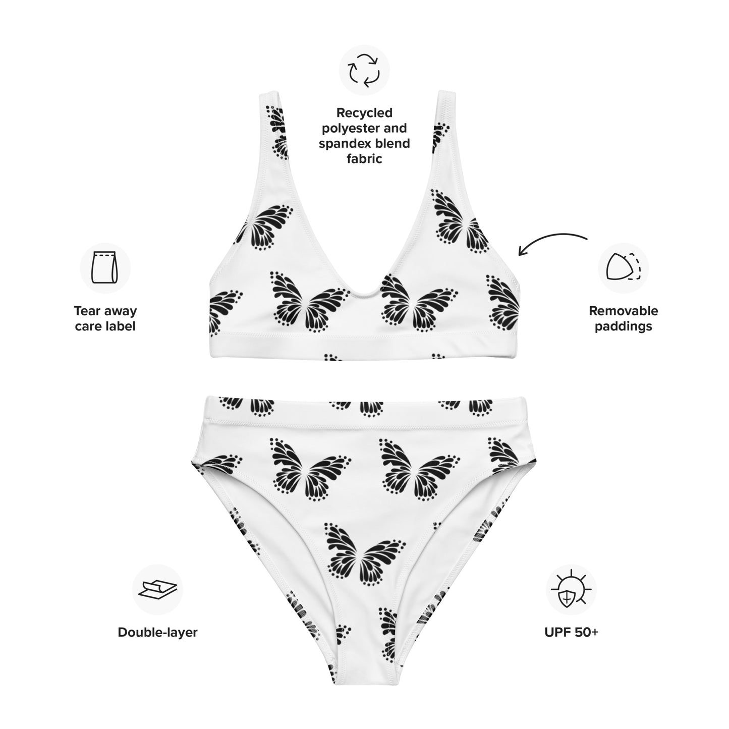 Bikini Talle Alto Reciclado Mariposa - Múltiples Colores