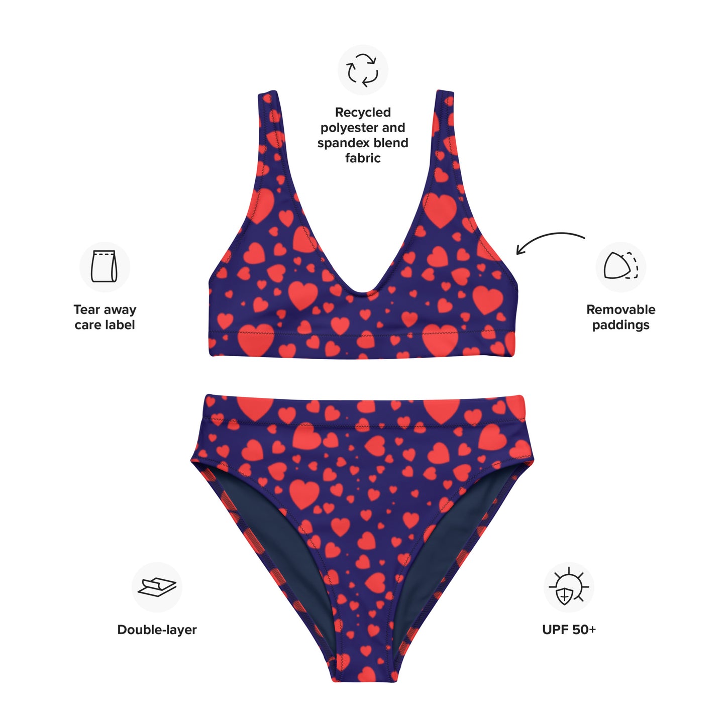 Plenty Hearts Aflutter Recycled High-Waisted Bikini