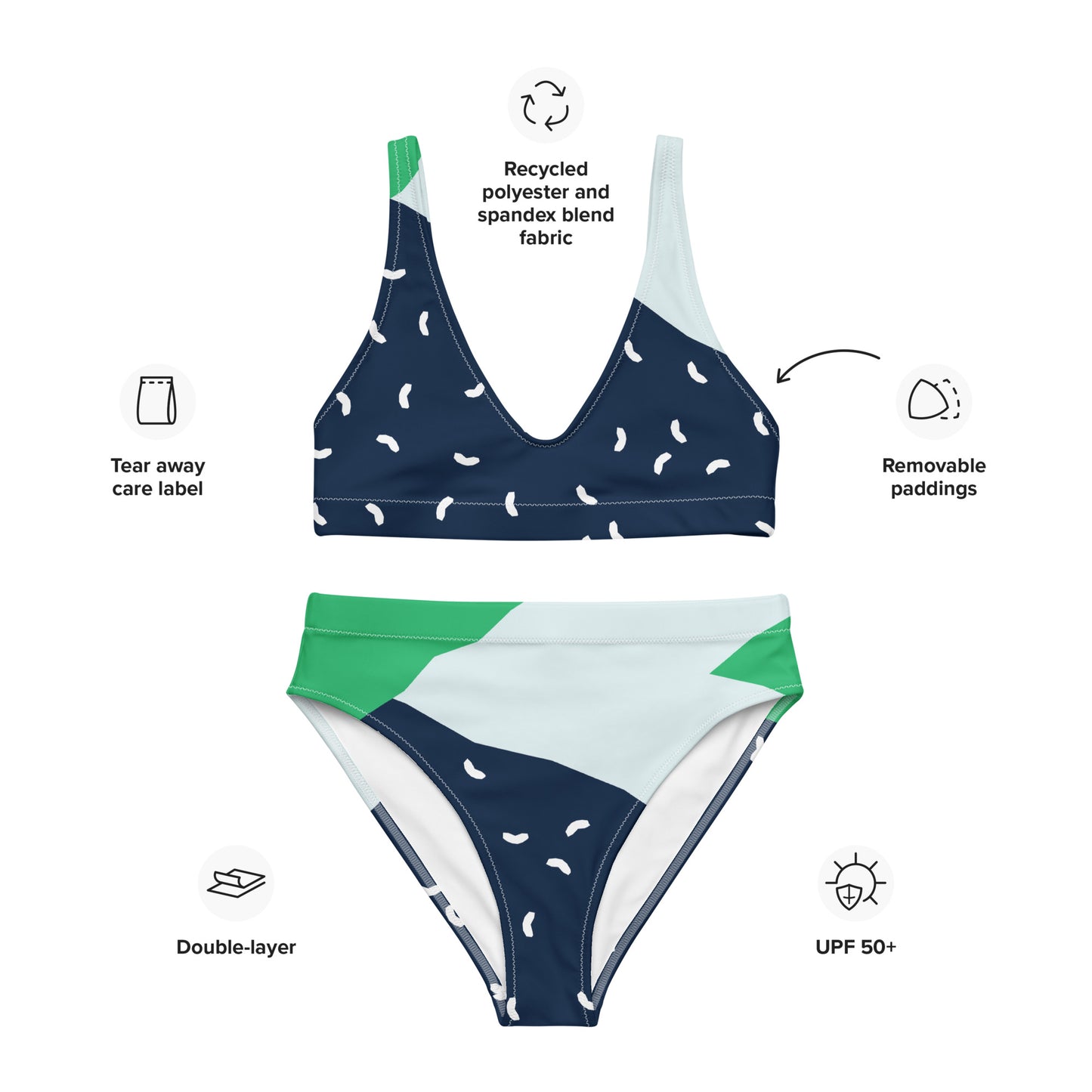80's Blues Recycled High-Waisted Bikini