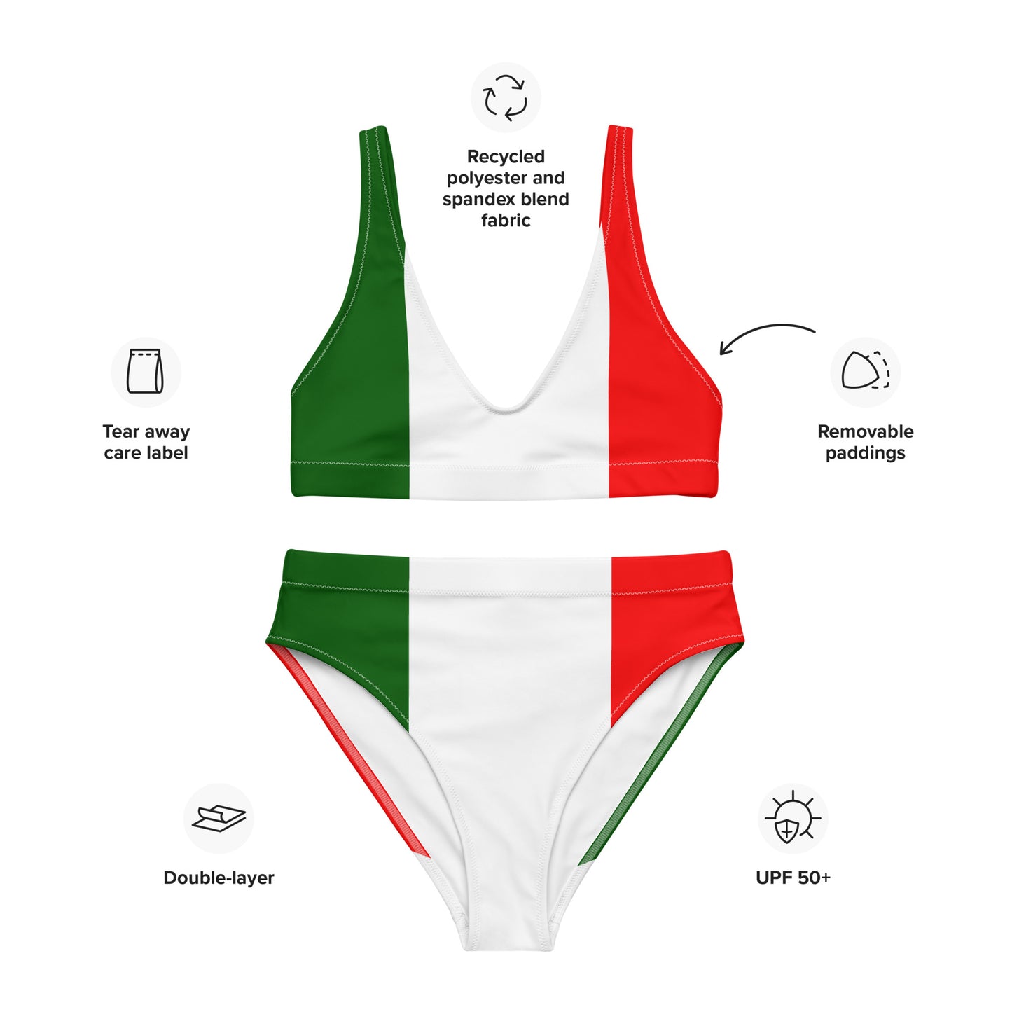 Italy - Italia Flag Recycled High-Waisted Bikini