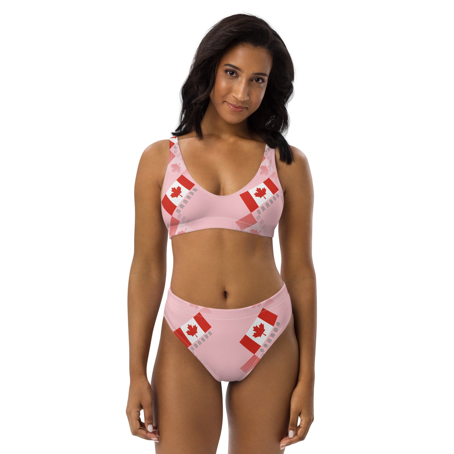 Elegant Maple Leaf Canada Recycled High-Waisted Bikini