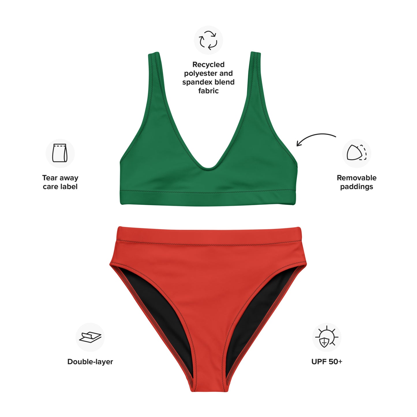 Portugal Flag Colors Duo Recycled High-Waisted Bikini