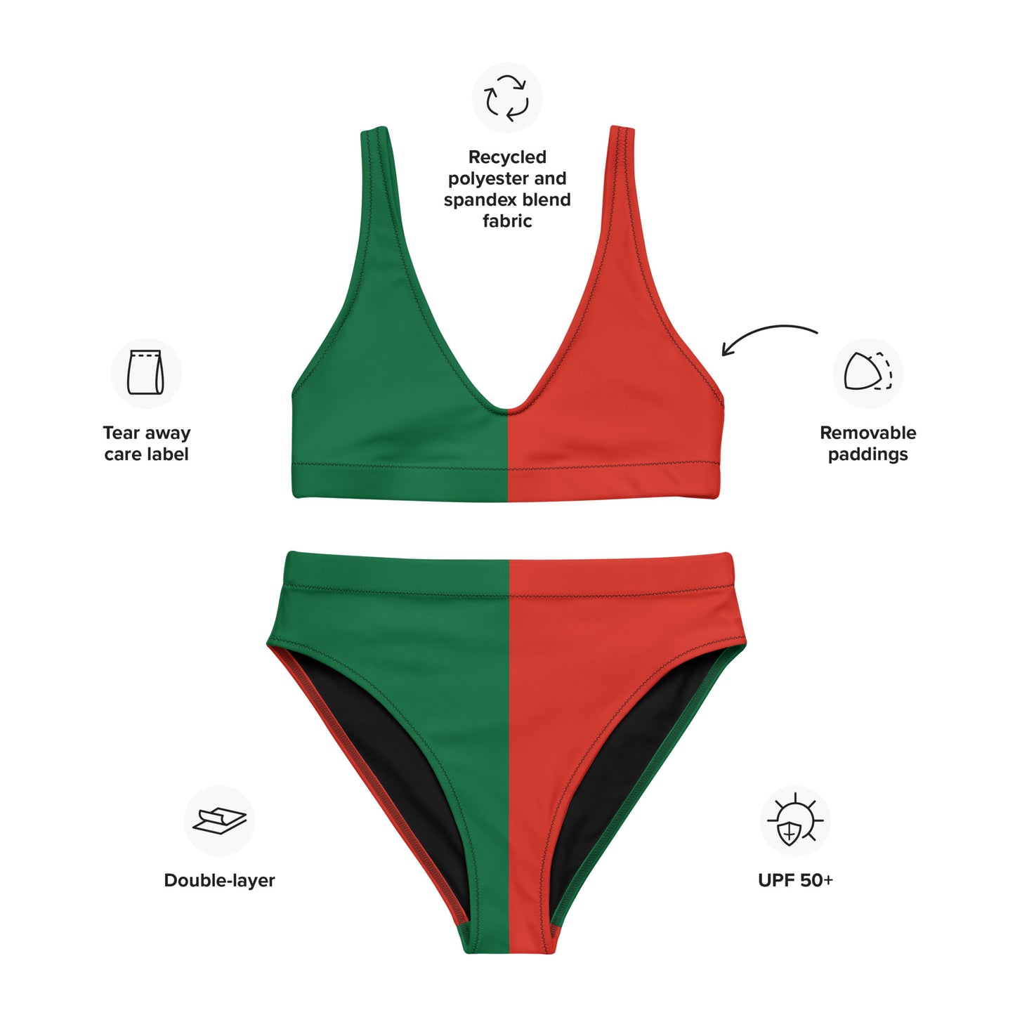 Portugal Flag Colors Duo Recycled High-Waisted Bikini