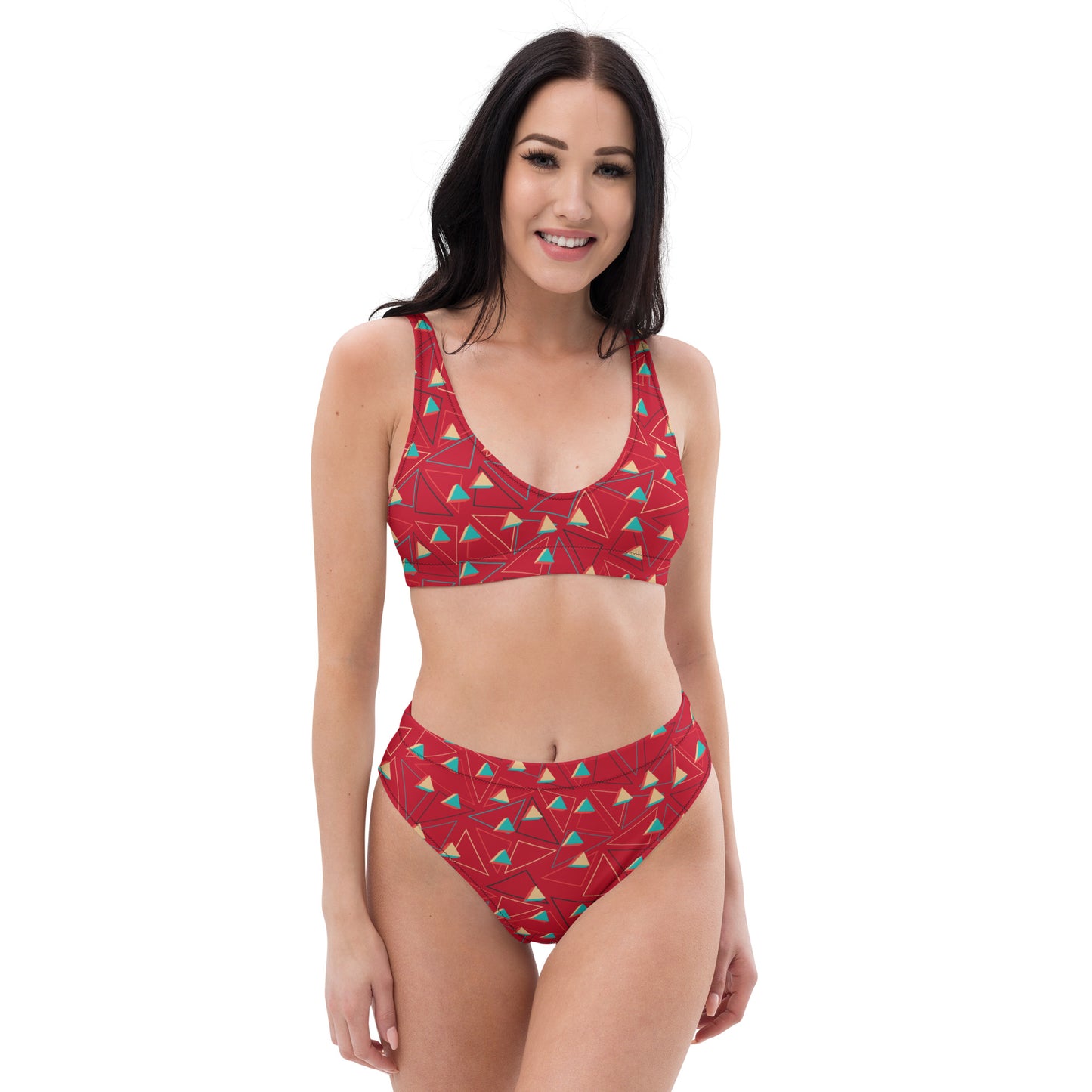 Triangular Candied Recycled High-Waisted Bikini - Multiple Colors