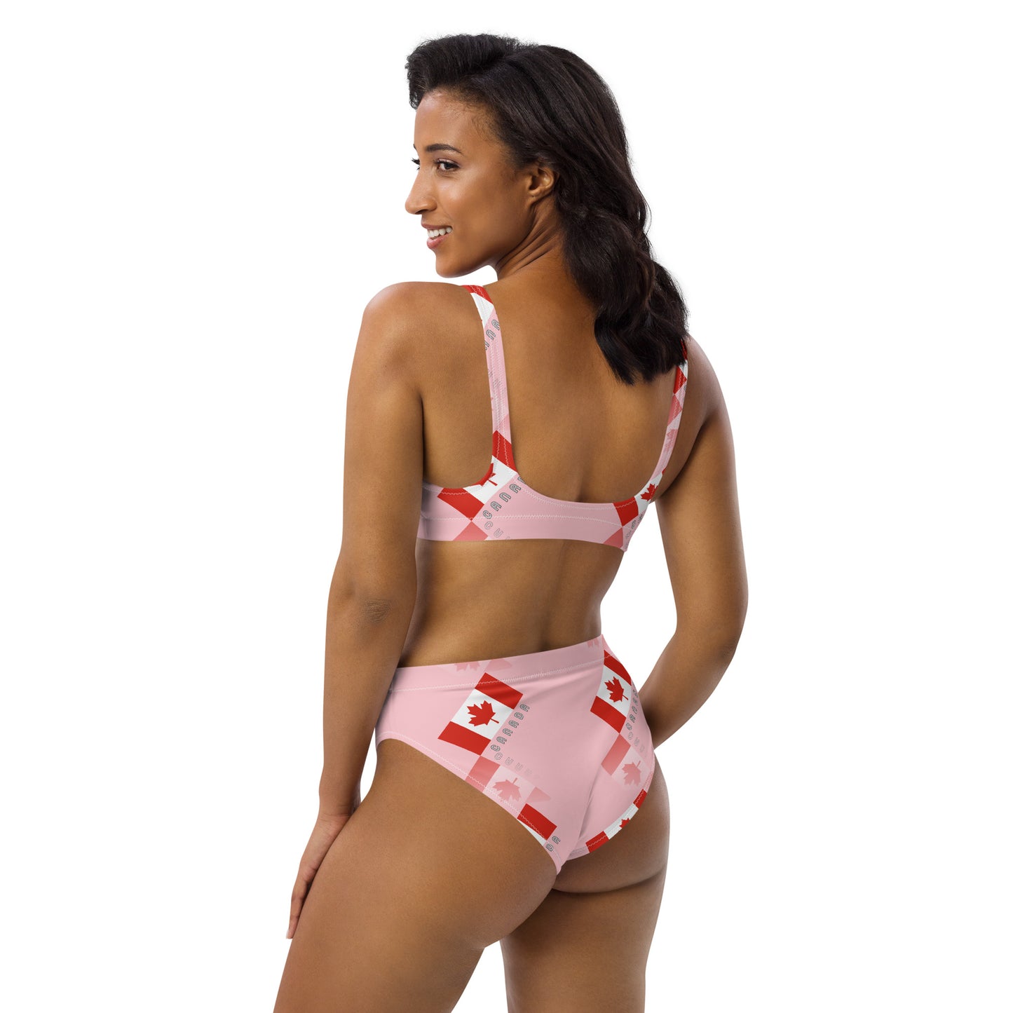Elegant Maple Leaf Canada Recycled High-Waisted Bikini