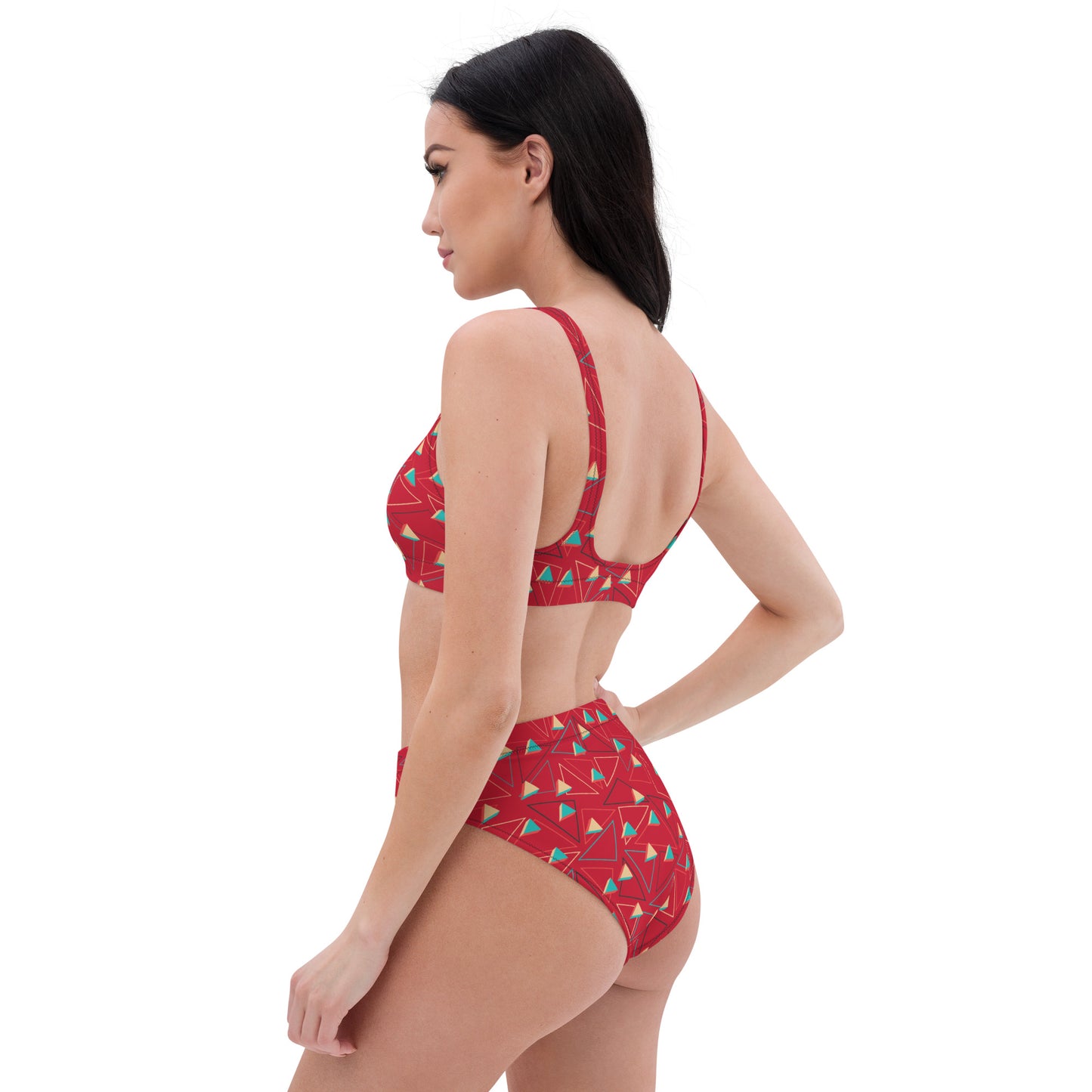 Triangular Candied Recycled High-Waisted Bikini - Multiple Colors