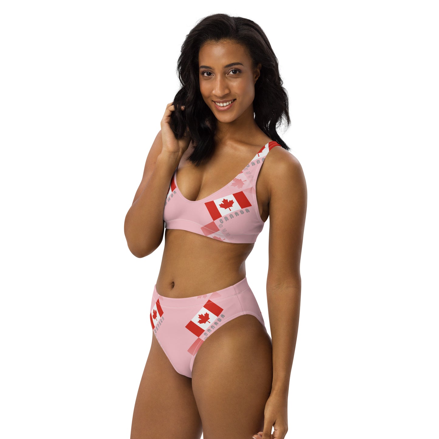 Elegant Maple Leaf Canada Recycled High-Waisted Bikini