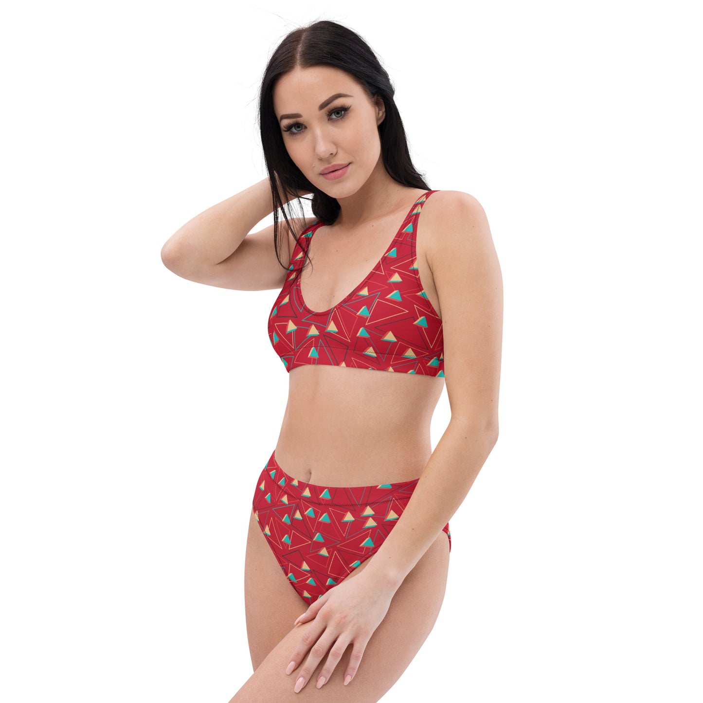 Triangular Candied Recycled High-Waisted Bikini - Multiple Colors