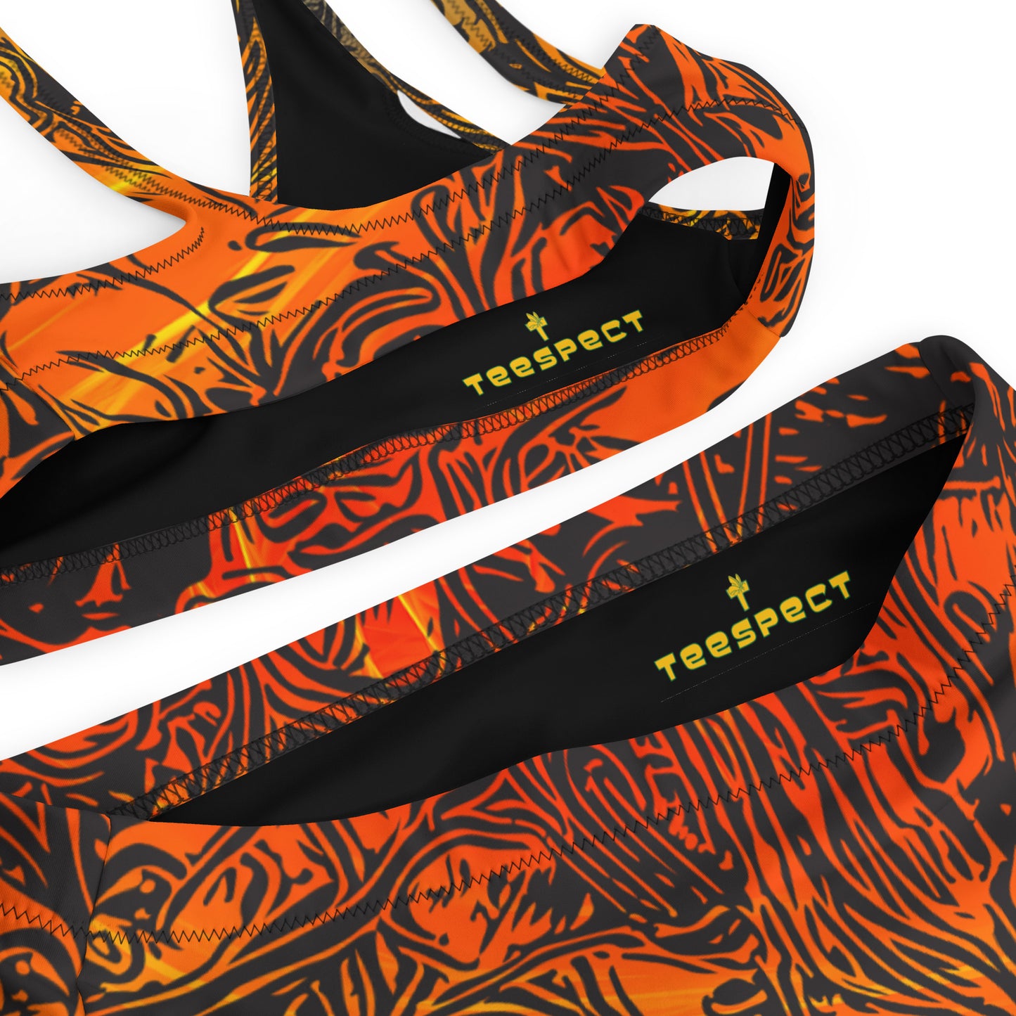 Grosvenor Night Orange Recycled High-Waisted Bikini
