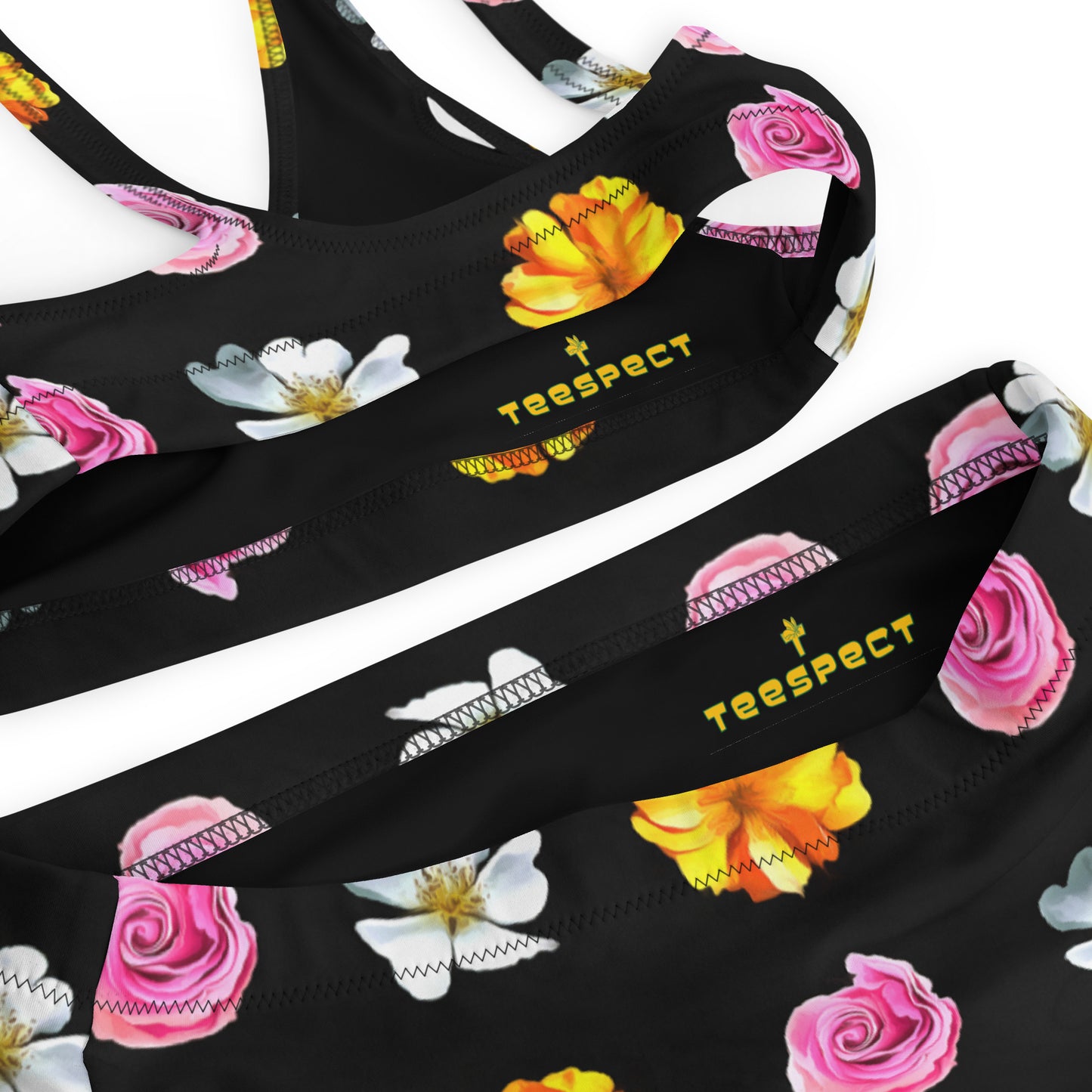 Summer Floral Clips Recycled High-Waisted Bikini