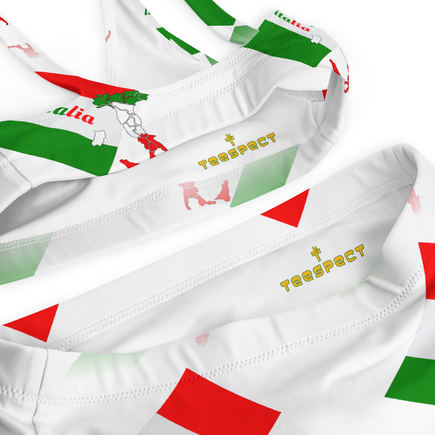 Elegant Italia-Italy Flag And Map Recycled High-Waisted Bikini
