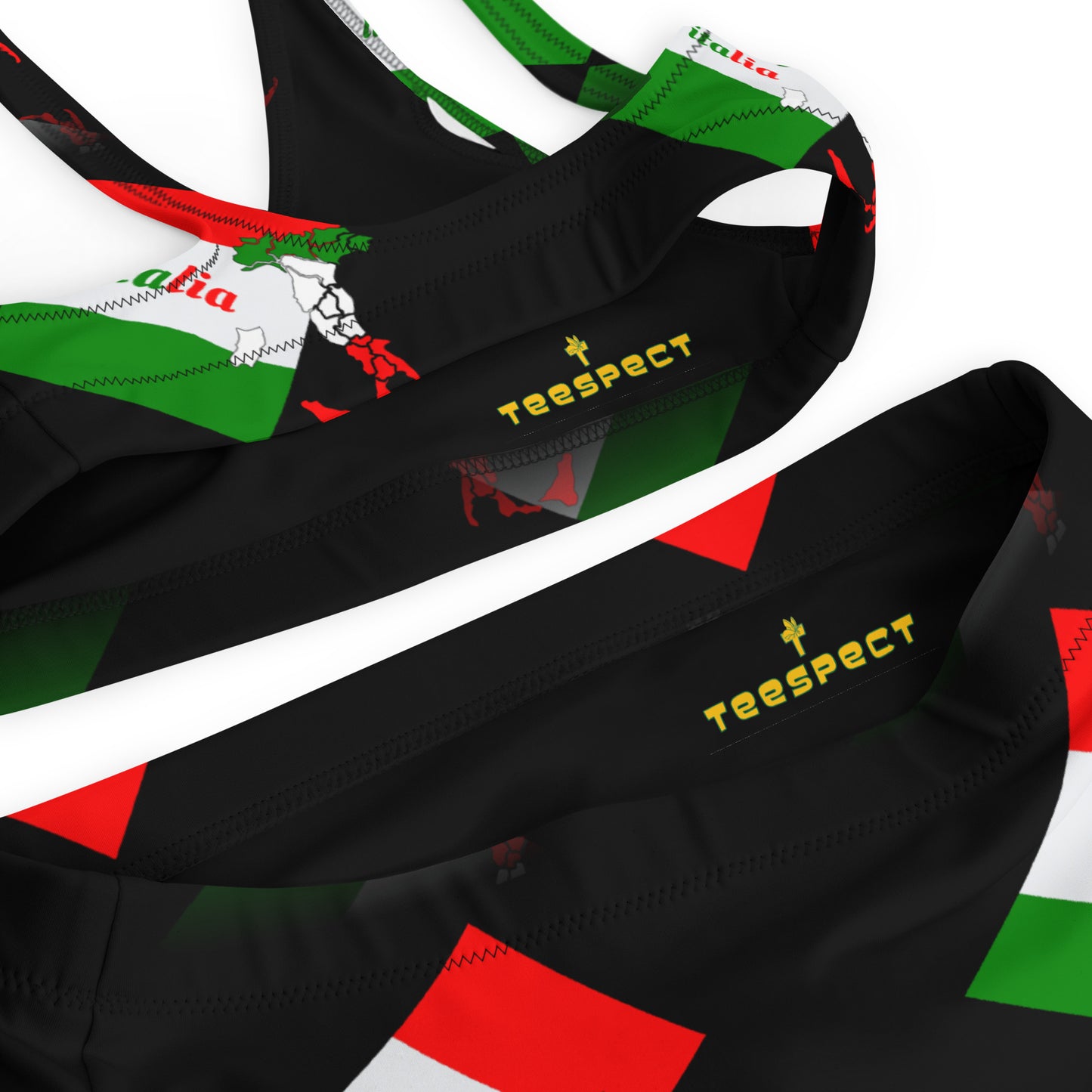 Elegant Italia-Italy Flag And Map Recycled High-Waisted Bikini