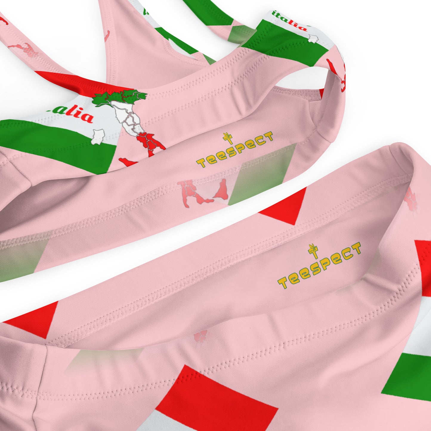 Elegant Italia-Italy Flag And Map Recycled High-Waisted Bikini
