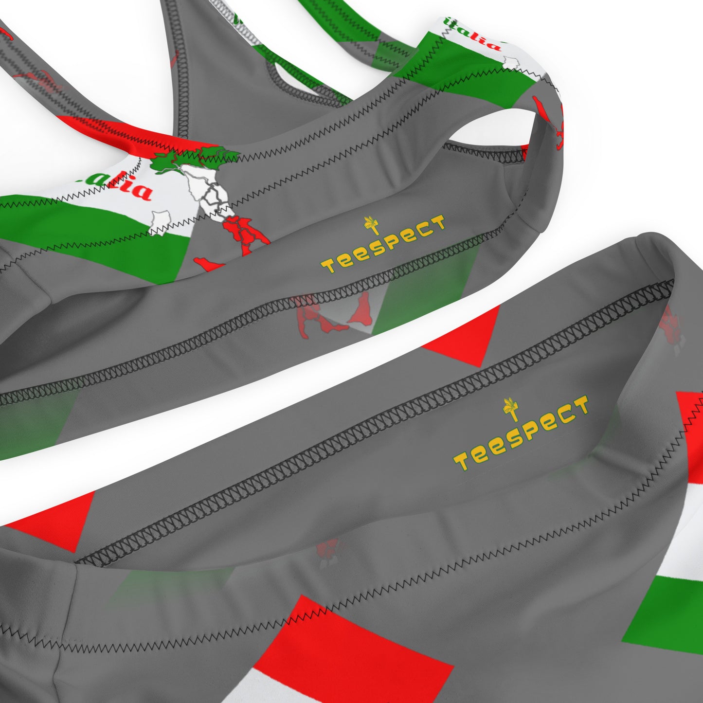 Elegant Italia-Italy Flag And Map Recycled High-Waisted Bikini
