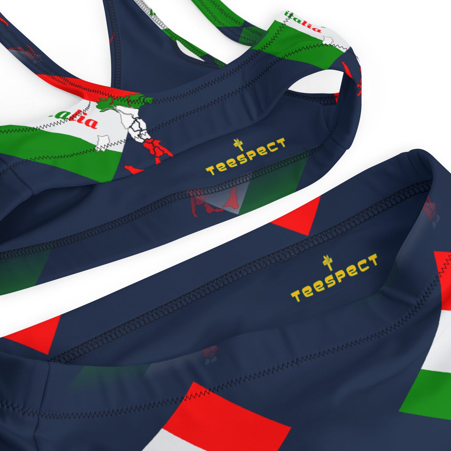 Elegant Italia-Italy Flag And Map Recycled High-Waisted Bikini