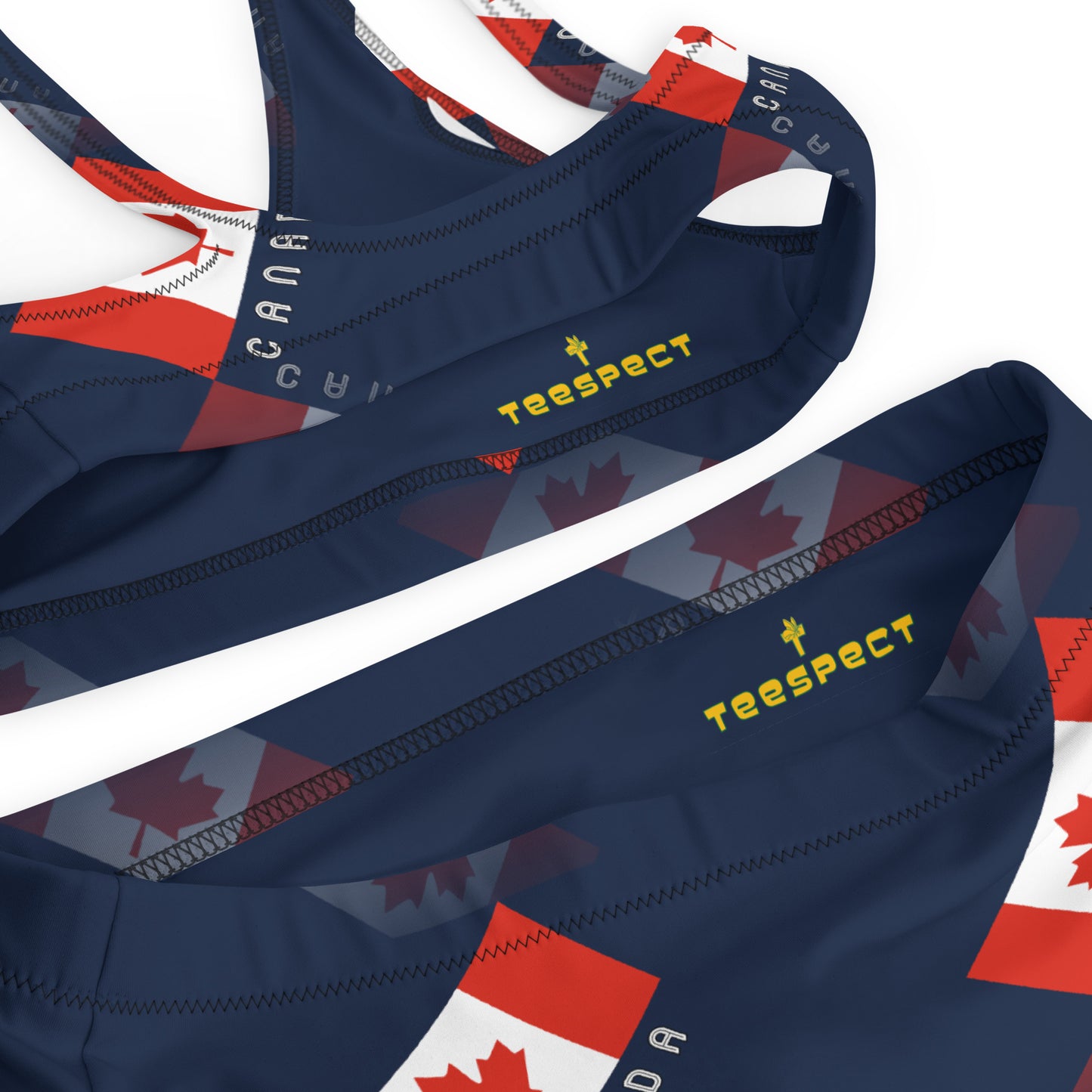 Elegant Maple Leaf Canada Recycled High-Waisted Bikini
