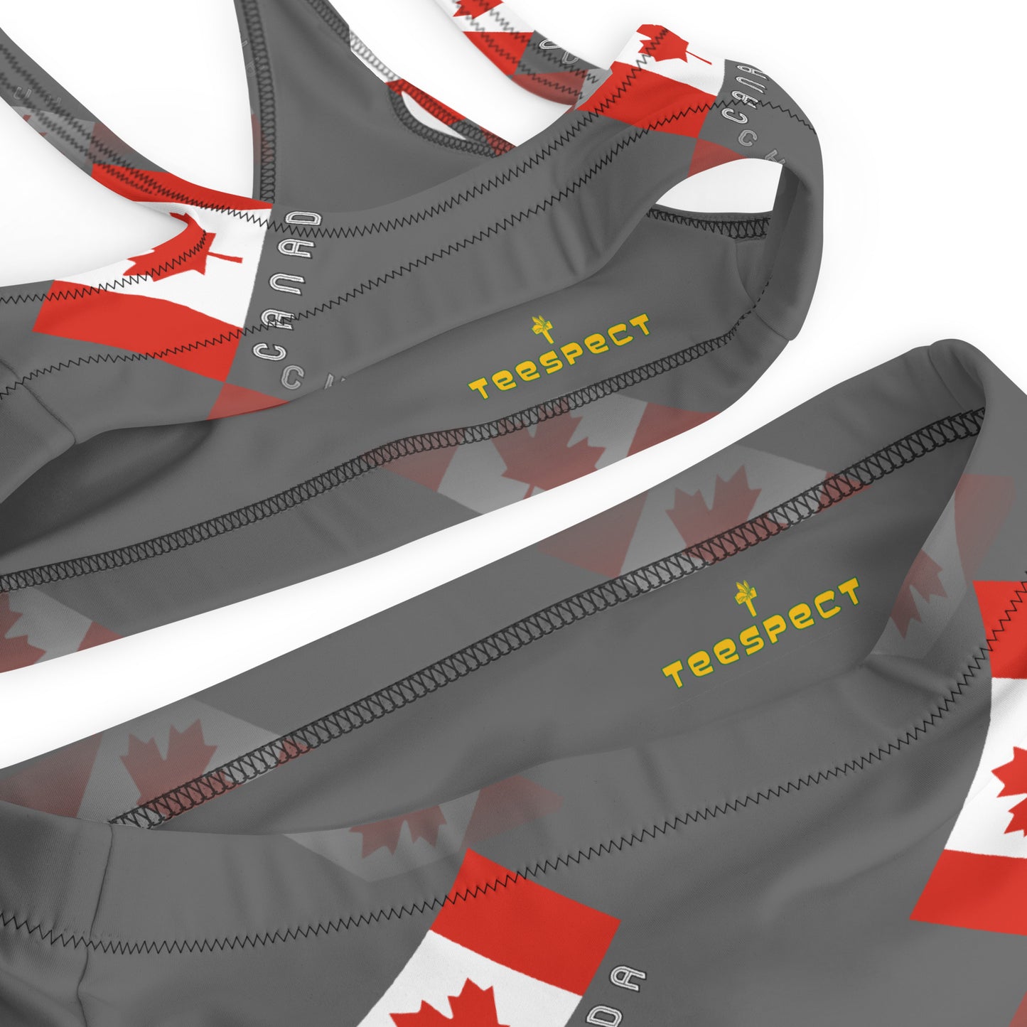 Elegant Maple Leaf Canada Recycled High-Waisted Bikini