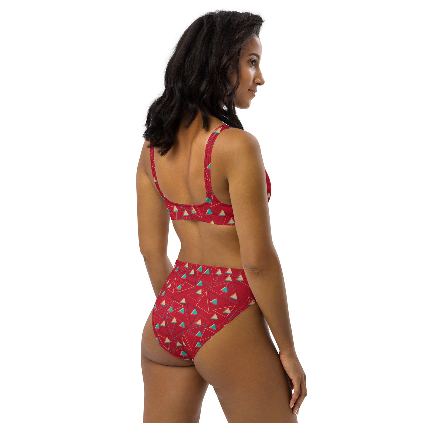 Triangular Candied Recycled High-Waisted Bikini - Multiple Colors