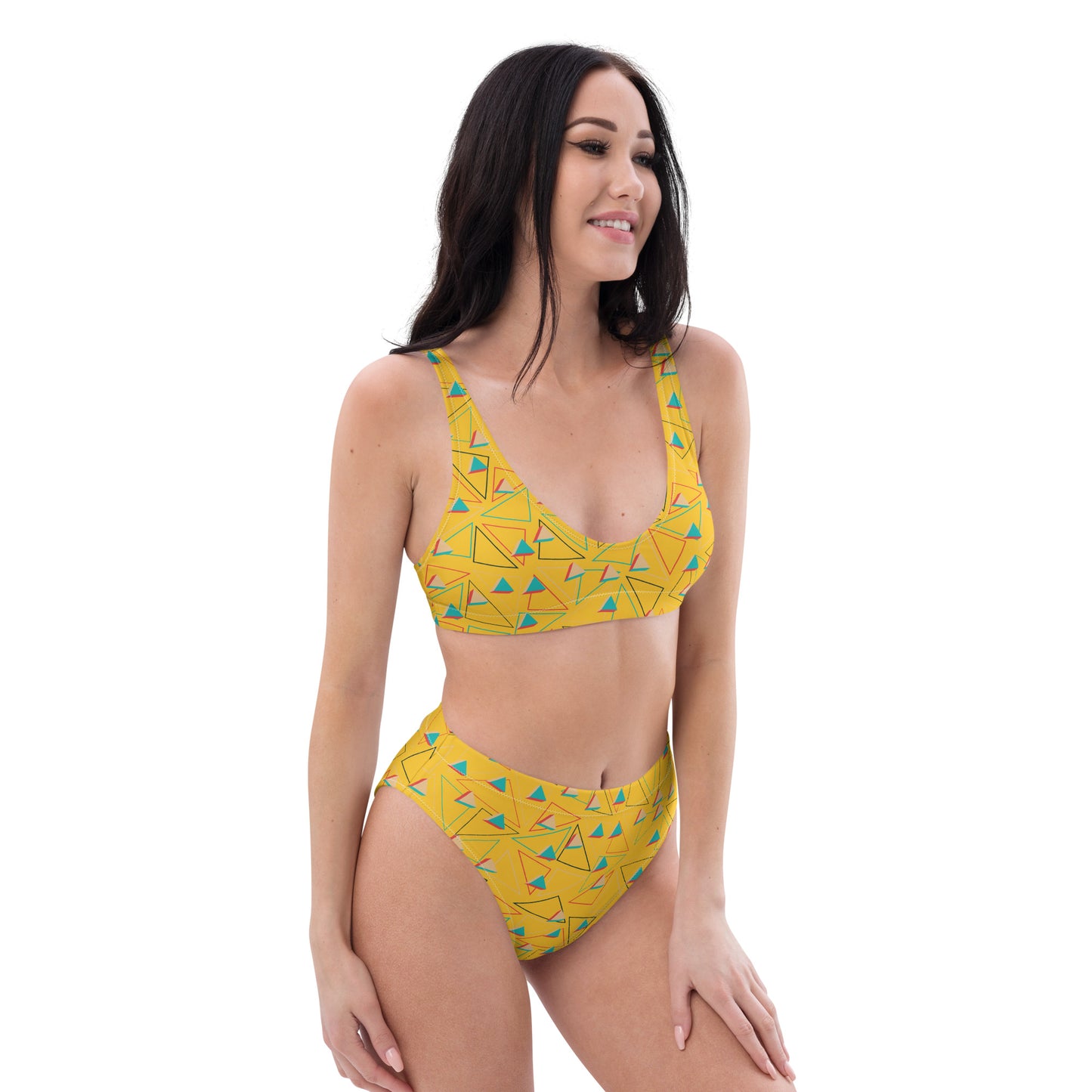 Triangular Candied Recycled High-Waisted Bikini - Multiple Colors