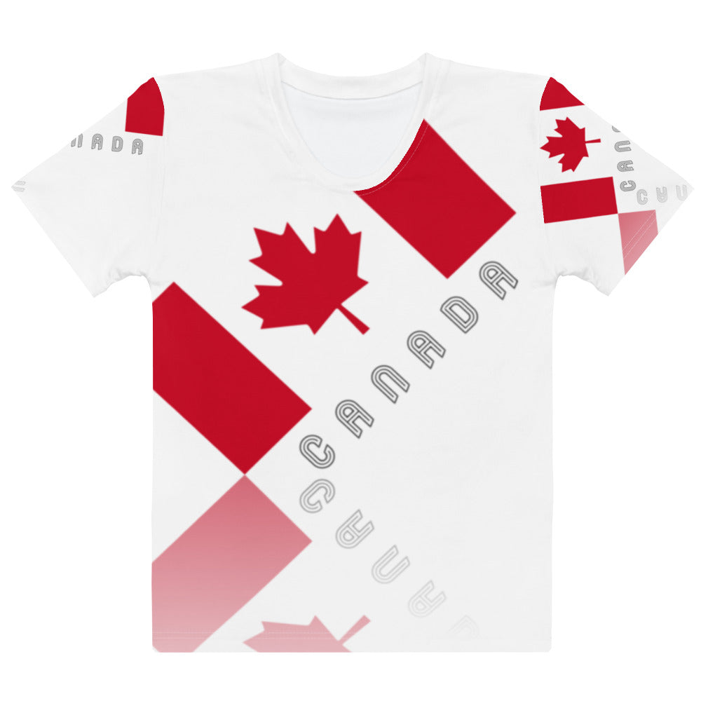 Elegant Maple Leaf Canada All-Over Print Women's Crew Neck T-Shirt