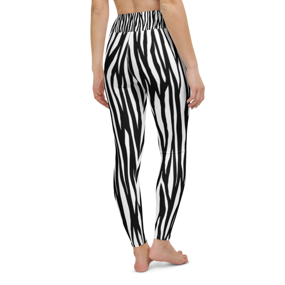 Zebra Print Yoga Leggings - With Pockets TeeSpect