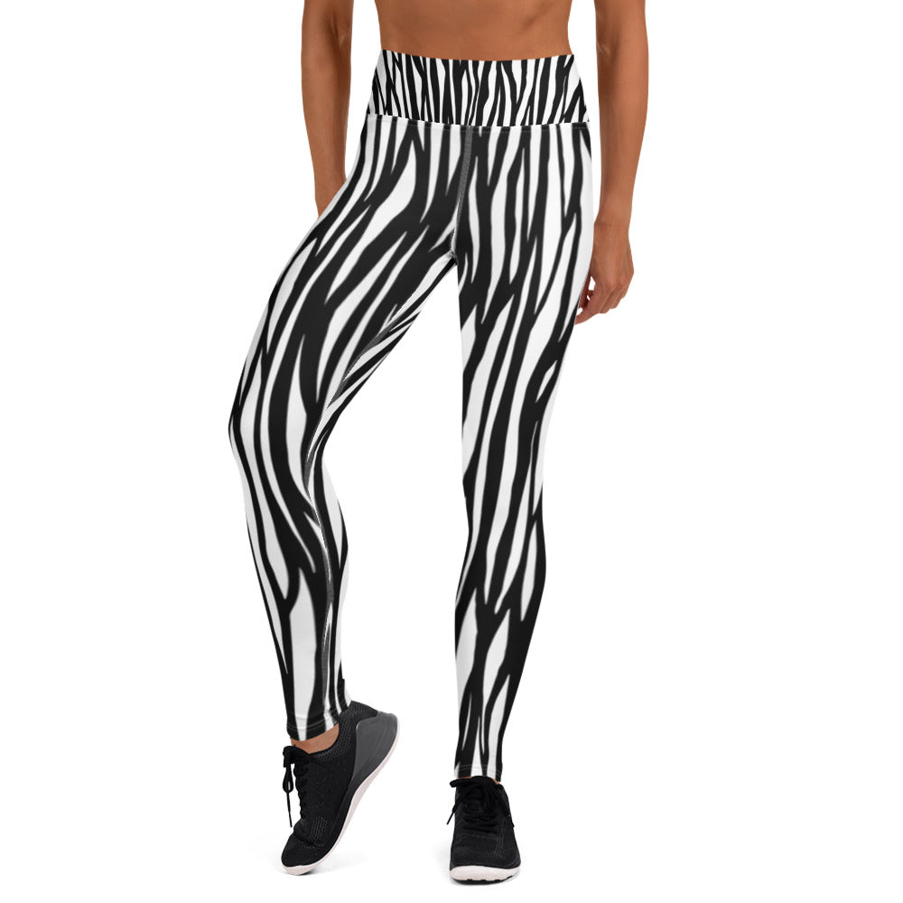 Zebra Print Yoga Leggings - With Pockets TeeSpect