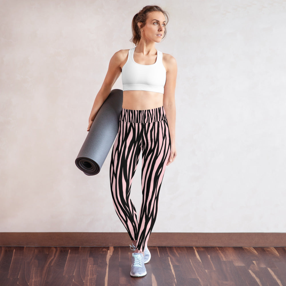 Zebra Print Yoga Leggings - With Pockets TeeSpect