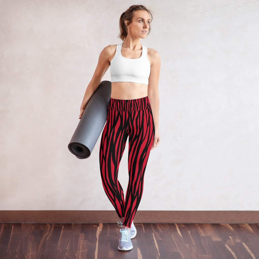 Zebra Print Yoga Leggings - With Pockets TeeSpect