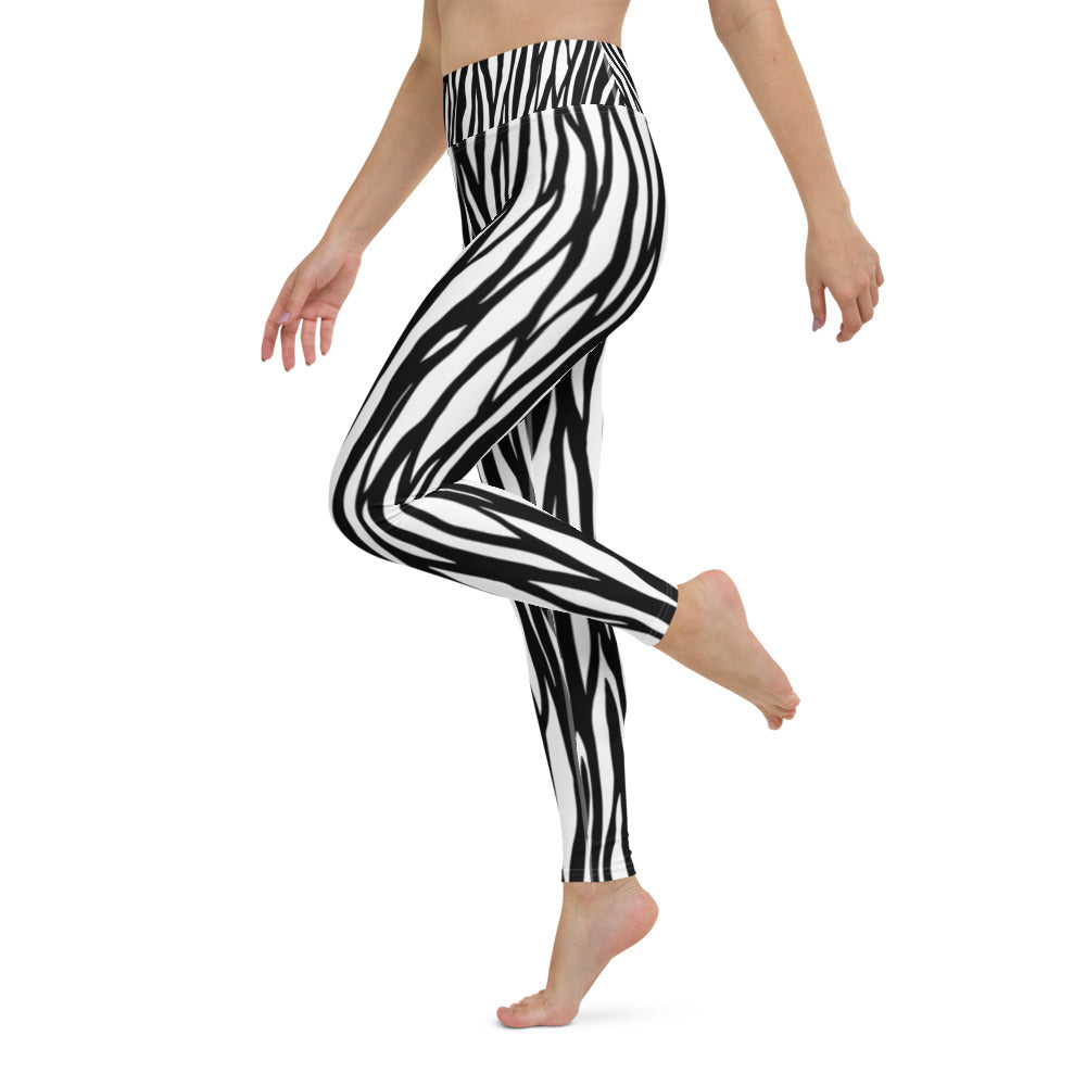Zebra Print Yoga Leggings - With Pockets TeeSpect