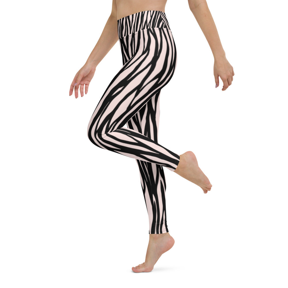 Zebra Print Yoga Leggings - With Pockets TeeSpect