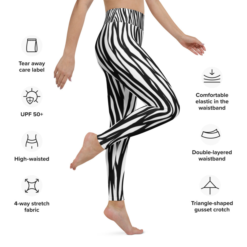 Zebra Print Yoga Leggings - With Pockets TeeSpect