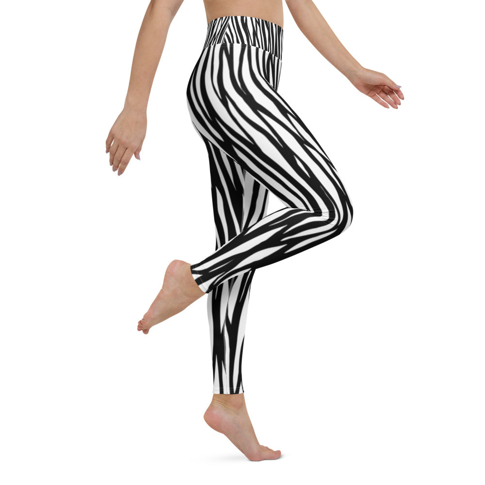 Zebra Print Yoga Leggings - With Pockets TeeSpect