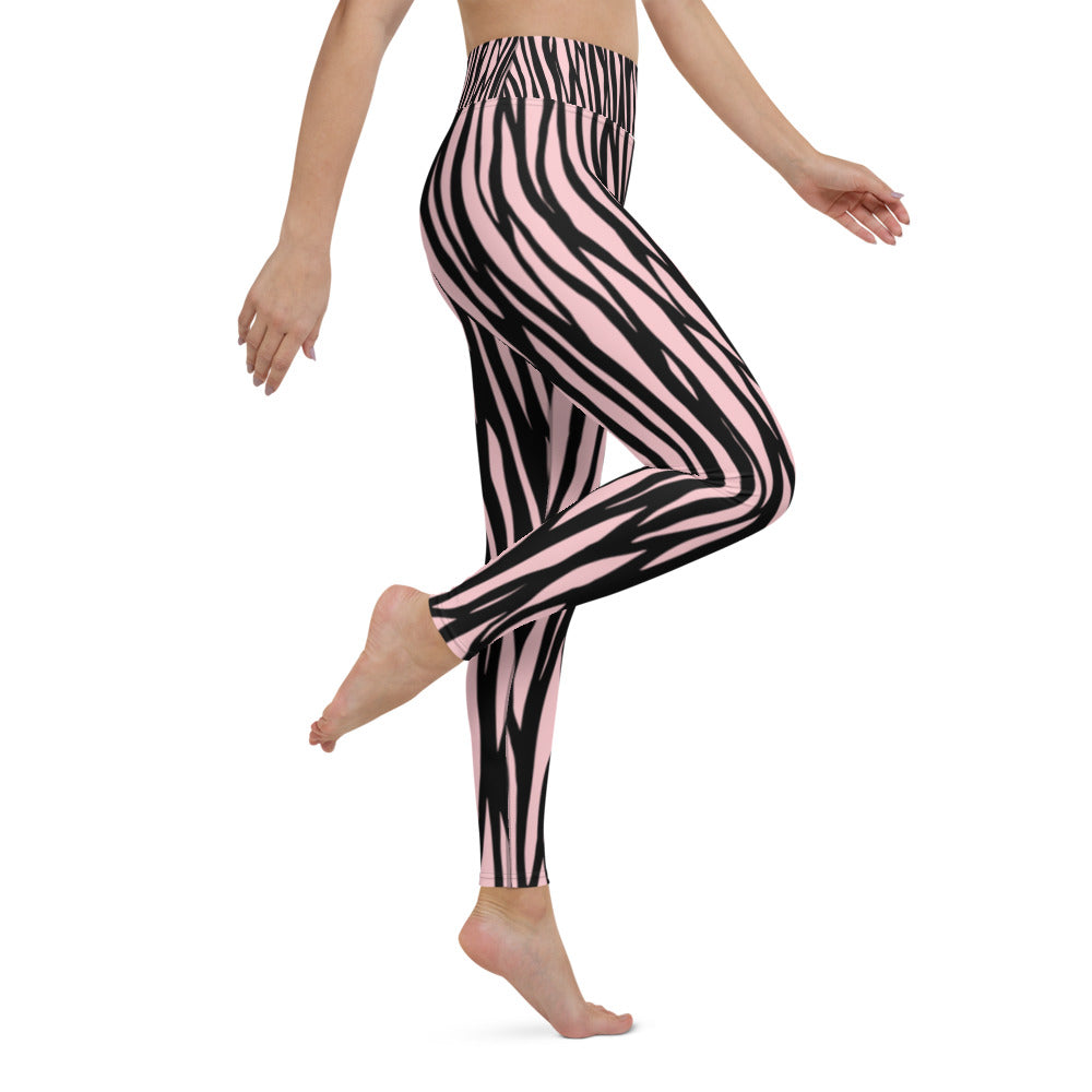 Zebra Print Yoga Leggings - With Pockets TeeSpect