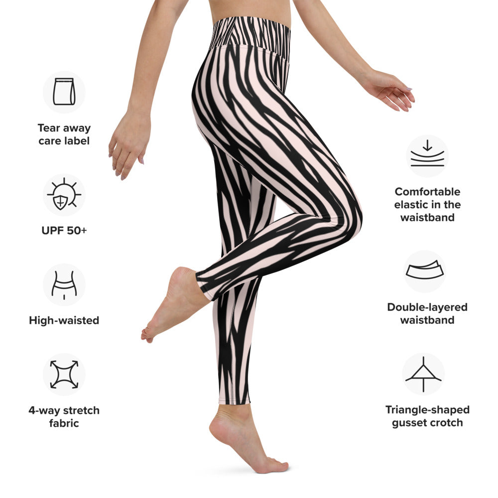 Zebra Print Yoga Leggings - With Pockets TeeSpect
