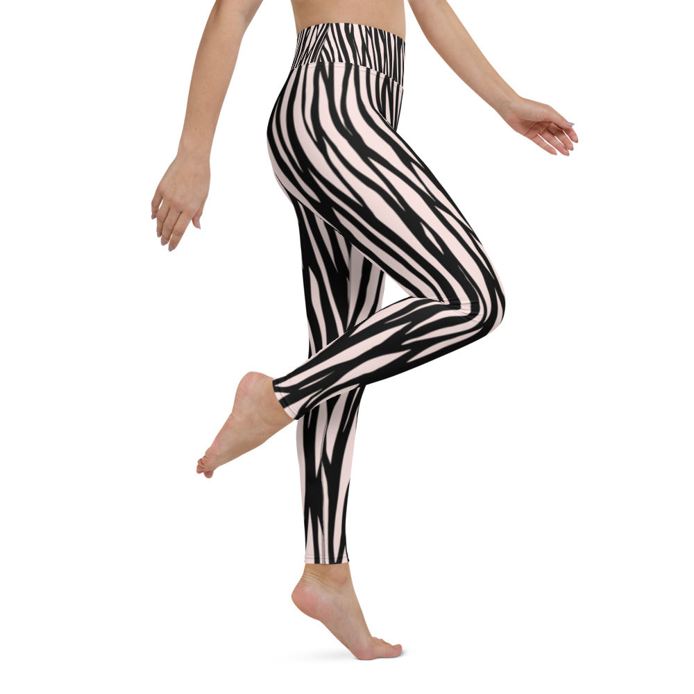 Zebra Print Yoga Leggings - With Pockets TeeSpect