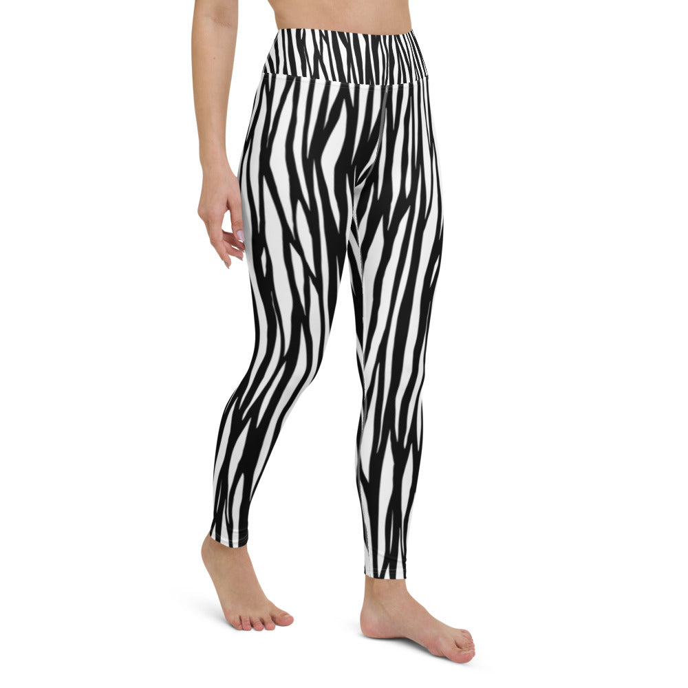 Zebra Print Yoga Leggings - With Pockets TeeSpect
