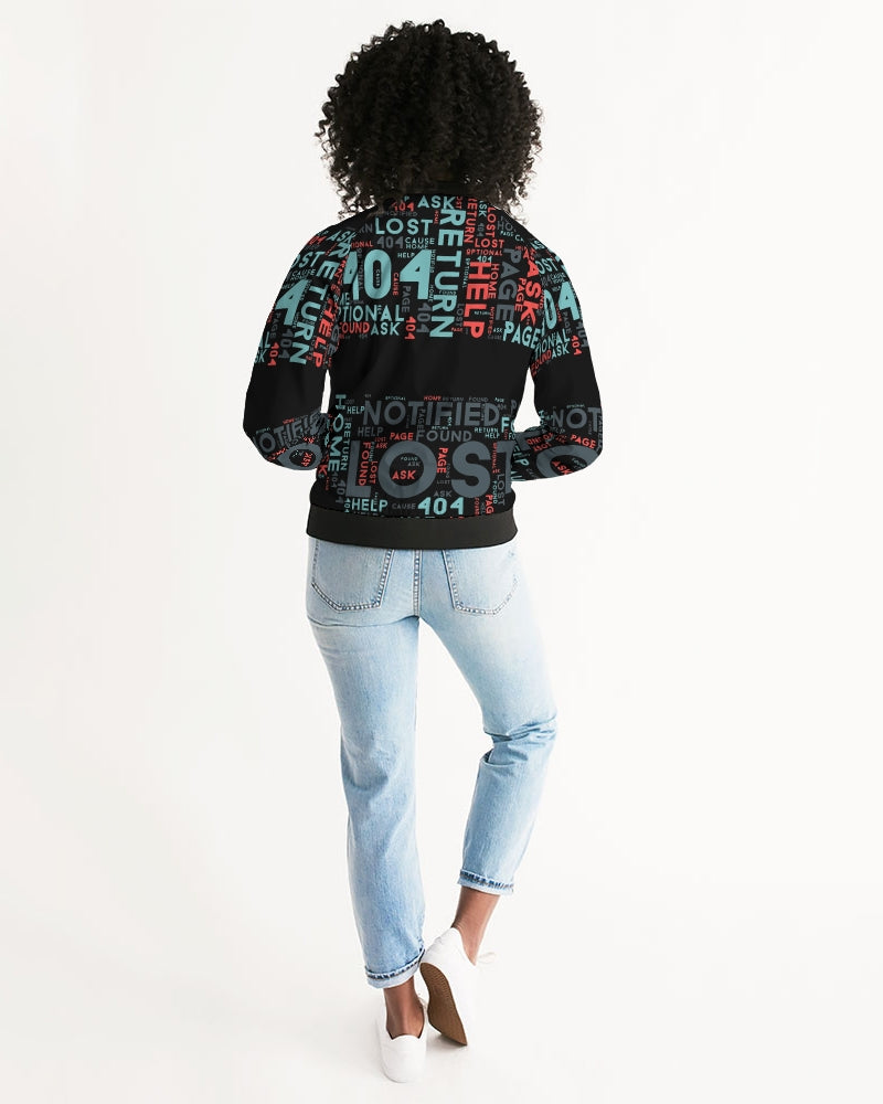 404 Error Page Text In Stop Sign Black Women's Bomber Jacket TeeSpect