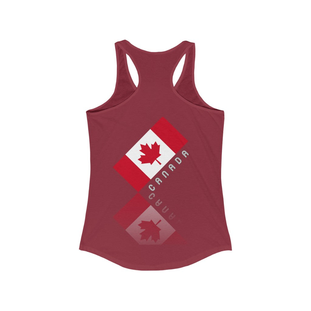 Women's Elegant Maple Leaf Canada Ideal Racerback Tank TeeSpect