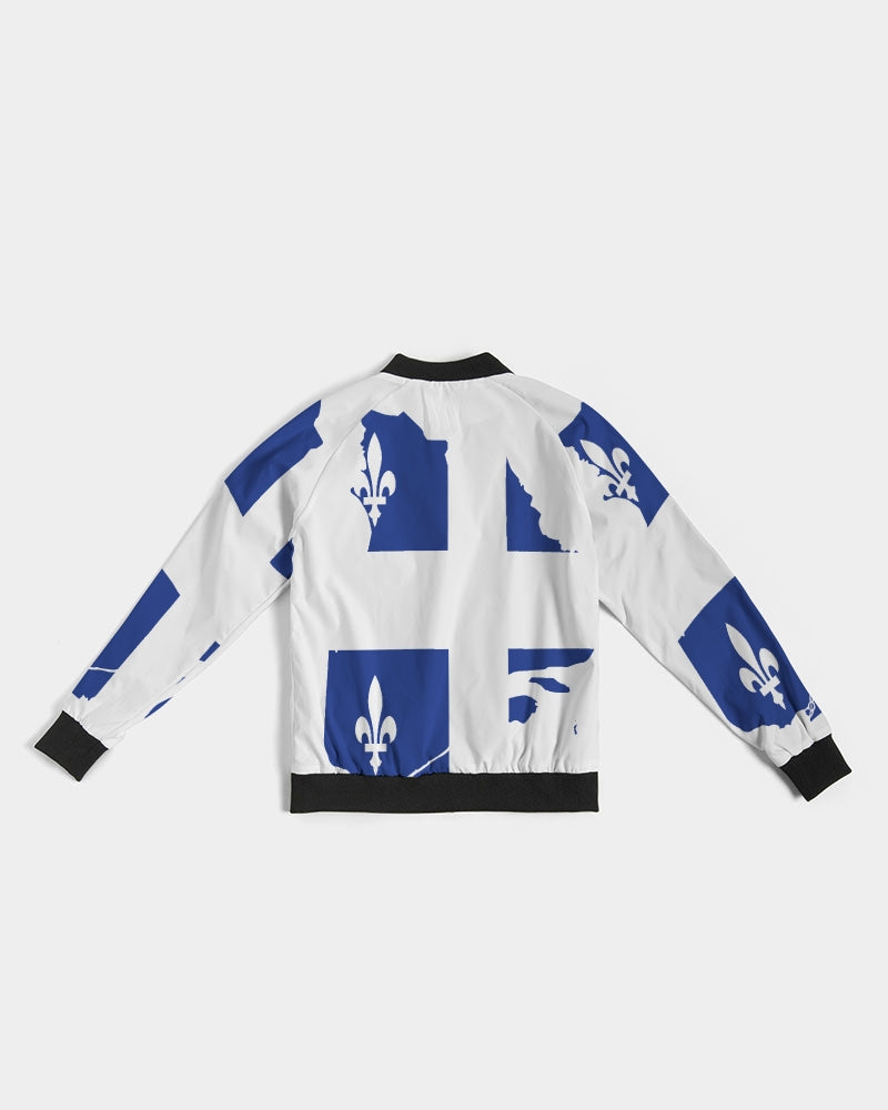 Quebec Map Flag - Drapeau Carte Québec (Fleurdelisé) Women's Bomber Jacket TeeSpect