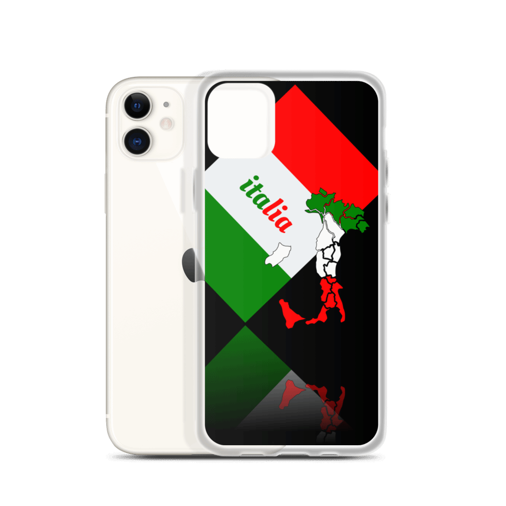 Elegant Italia - Italy Flag And Map iPhone Black Case TeeSpect