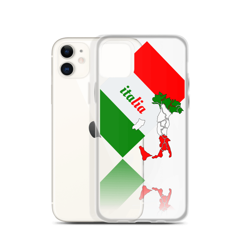 Elegant Italia - Italy Flag And Map Clear iPhone Case TeeSpect