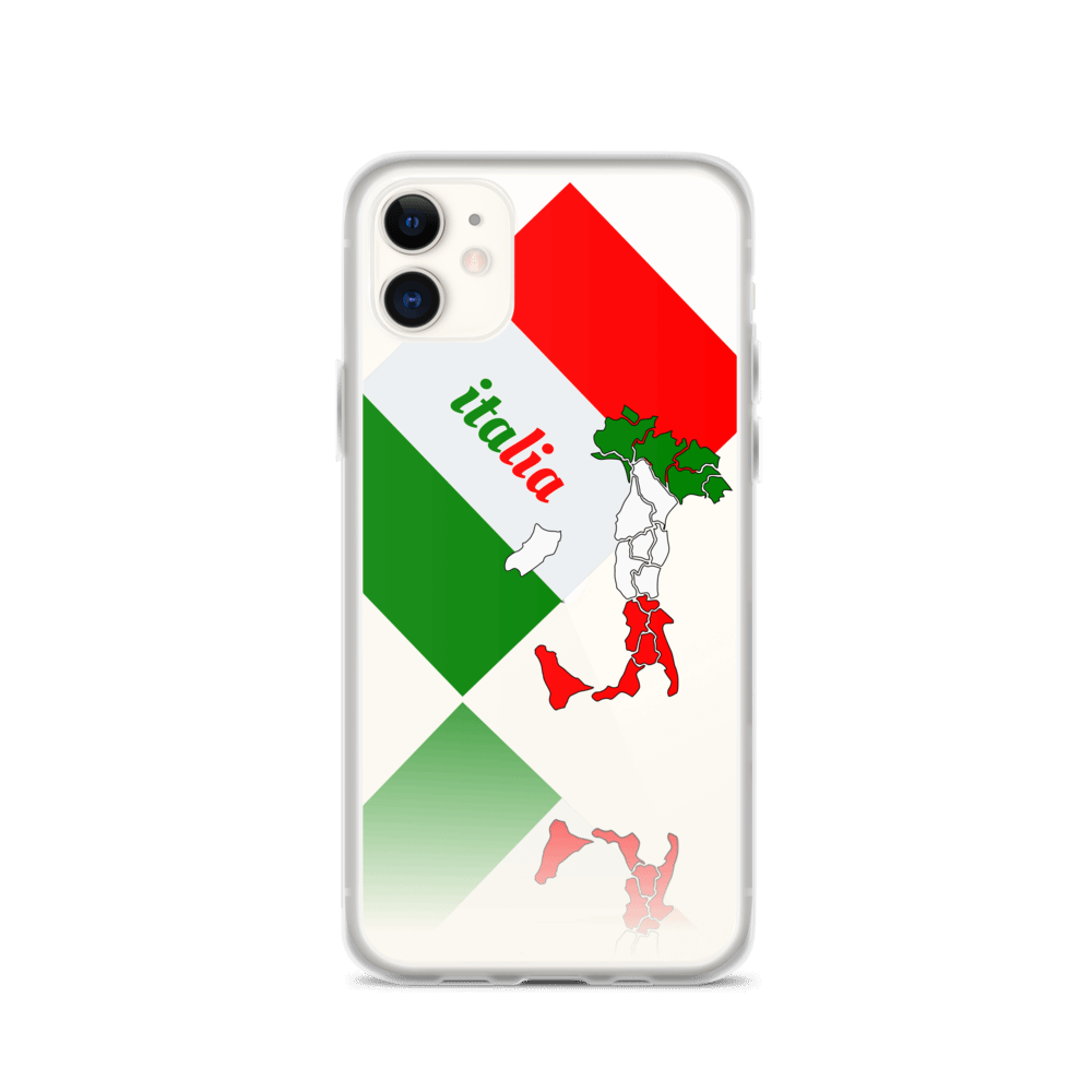 Elegant Italia - Italy Flag And Map Clear iPhone Case TeeSpect