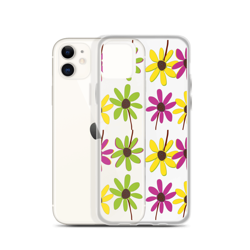 iPhone Colourful Hand Drawn Flower Petals Clear Case TeeSpect