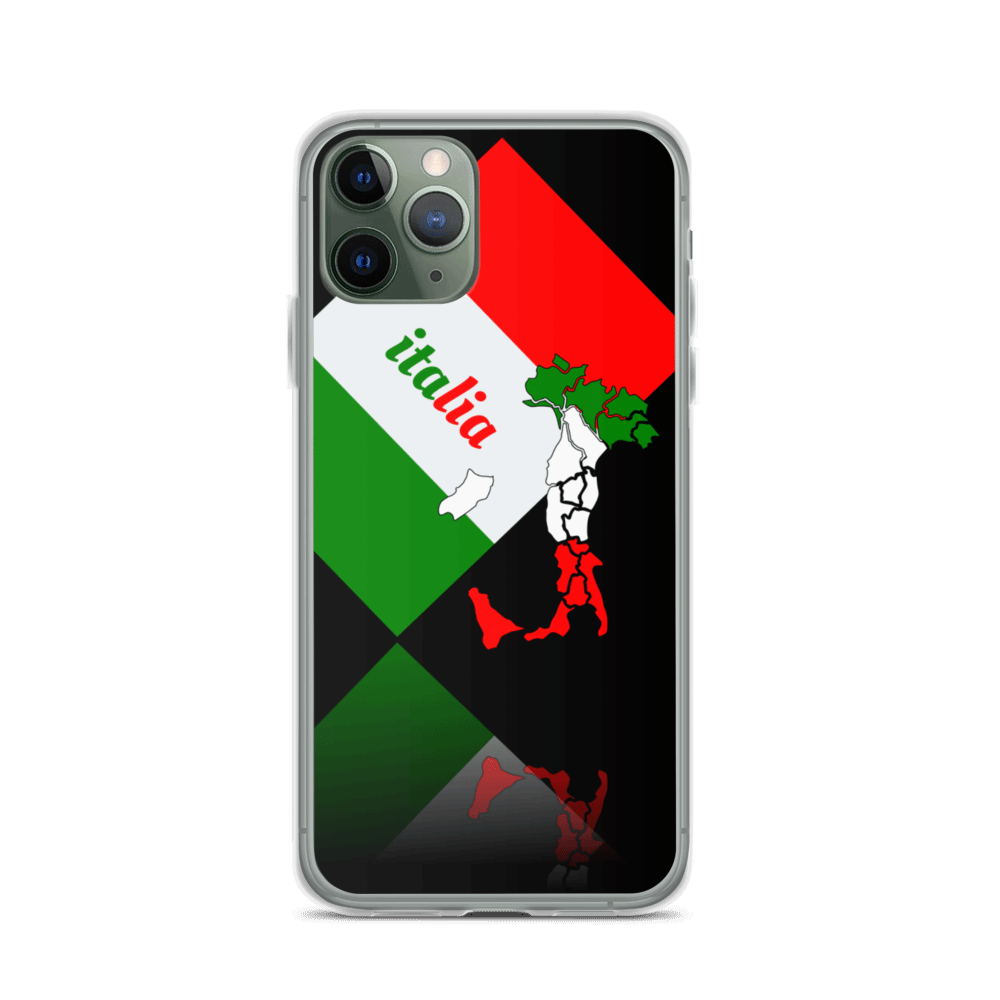 Elegant Italia - Italy Flag And Map iPhone Black Case TeeSpect